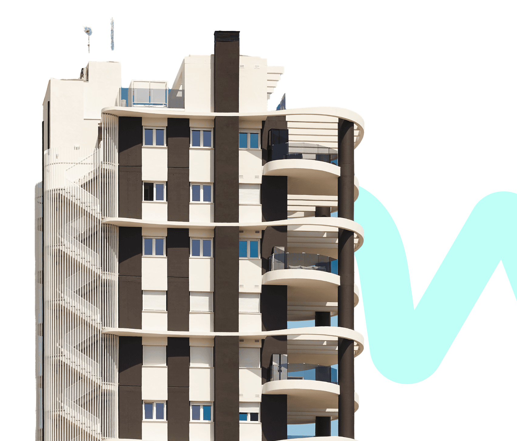 Modern high-rise apartment building facade