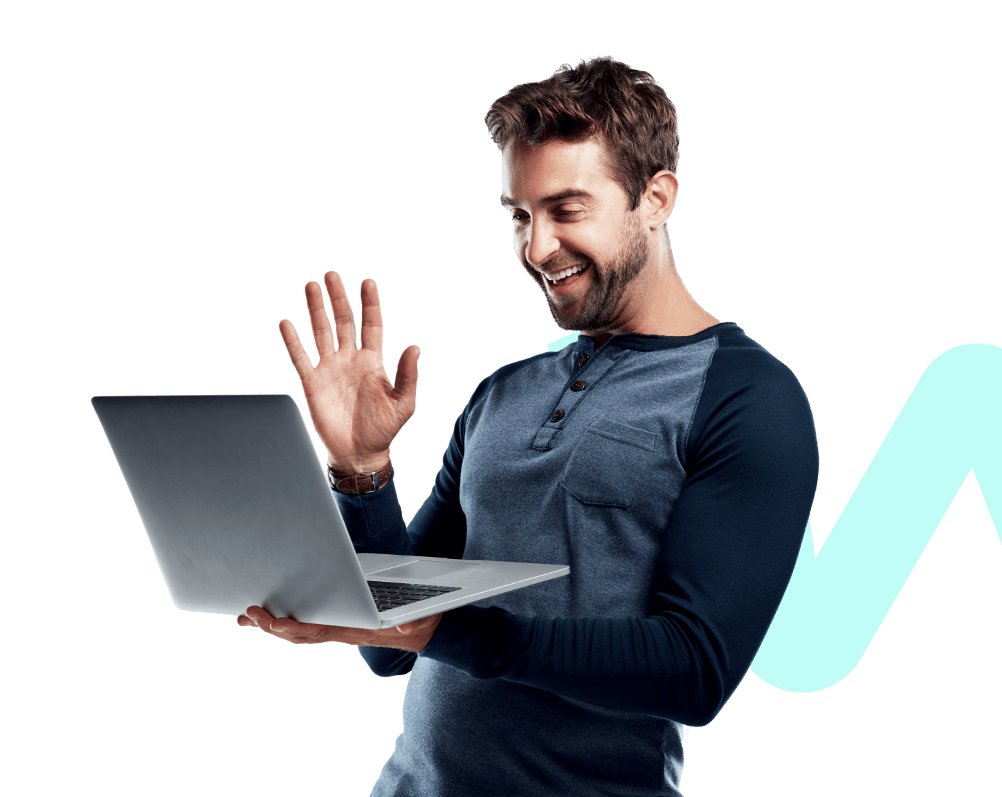 Happy customer using a laptop
